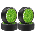 ARELENE 4pcs 65mm Hard Drift Tire Wheel for 1/10 TT01 TT02 XV01 PTG-2 RC Drift Car Green. 