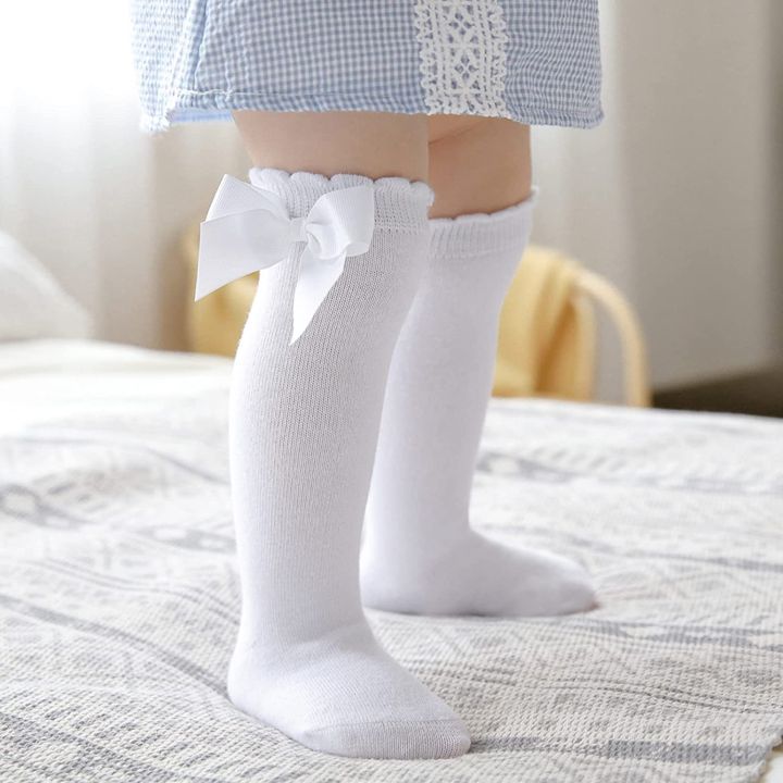 KidsSansar%20-%20Baby%20Girls%20Knee%20High%20Socks%20Infant%20Bow%20Stockings%20Non-Slip%20Solid%20Socks%20Kids%20Mid-Calf%20Length%20Princess%20Sock%20-%20Image%202