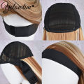 Hair Blonde Mixed Yan Glow Synthetic Headband Ladies Brown Highlighter Wig Straight Hair Wig 32 Inch Headband Color. 