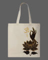 Golden Om Lotus Buddha Hand Printed Tote Bag– Black & White. 