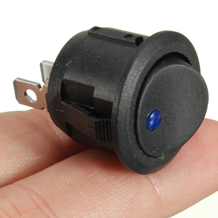 Car Boat 12V Round ON-OFF Illuminated LED Dot Rocker Push Button Toggle Switch Blue