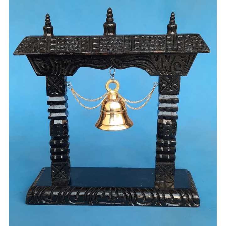 Wooden Bell Designed Home Decor(Large Size)/Office Decor/ Table Decor/ Bell Stand/ Traditional Design(10.5 inch)