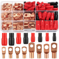 Tube Cable Lug Set 120 Pieces Pipe Cable Lugs Set Bolt Hole Tinned Copper Terminals, Crimp Connector, Cable Lug Set. 
