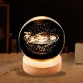 3D Crystal Ball LED Table Lamp with wooden Base. 