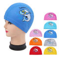 swimming pool girl boy long hair ears cartoon fabric PU waterproof kids swimming cap cute animal dolphin protection hat hat. 