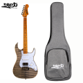 Jet Guitars JS 450 TBK HSS Roasted Maple Transparent Black w/ Gigbag. 