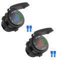NAMUNY 2Pcs 12V / 24V Fast Charging 3.0 Car Lighter Socket Usb Charger Led Voltmeter Ammeter Black & Red & Black & Blue. 