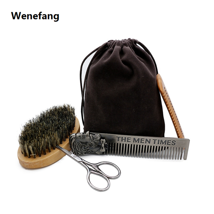 Wenefang%20Beard%20Brush%20Set%20Double-sided%20Styling%20Comb%20Scissor%20Repair%20Modeling%20Profesional%20Cleaning%20Care%20Kit%20for%20Men%20Wood%20Beard%20Kit%20with%20Bag%20-%20Image%203