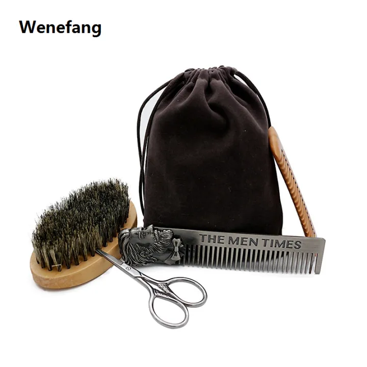 Wenefang%20Beard%20Brush%20Set%20Double-sided%20Styling%20Comb%20Scissor%20Repair%20Modeling%20Profesional%20Cleaning%20Care%20Kit%20for%20Men%20Wood%20Beard%20Kit%20with%20Bag%20-%20Image%203
