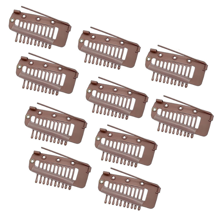 Pack of 10 Strong Chunni Clips with Safety Pin, Easy to Use with Dupatta, Hijab & Tikka Setting Easy to Use 4 X 2 cm Brown