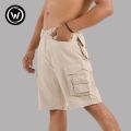 Wraon Cream  Premium Cotton Fancy Chichi Cargo Half Pant For Men - Fashion | Half Pants For Men | Men's Wear | Cotton Pants |. 