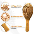 Natural Eco-friendly Hair Brush With Bamboo Bristles, Massages Scalp Anti-Static Hair Detangle (Oval). 