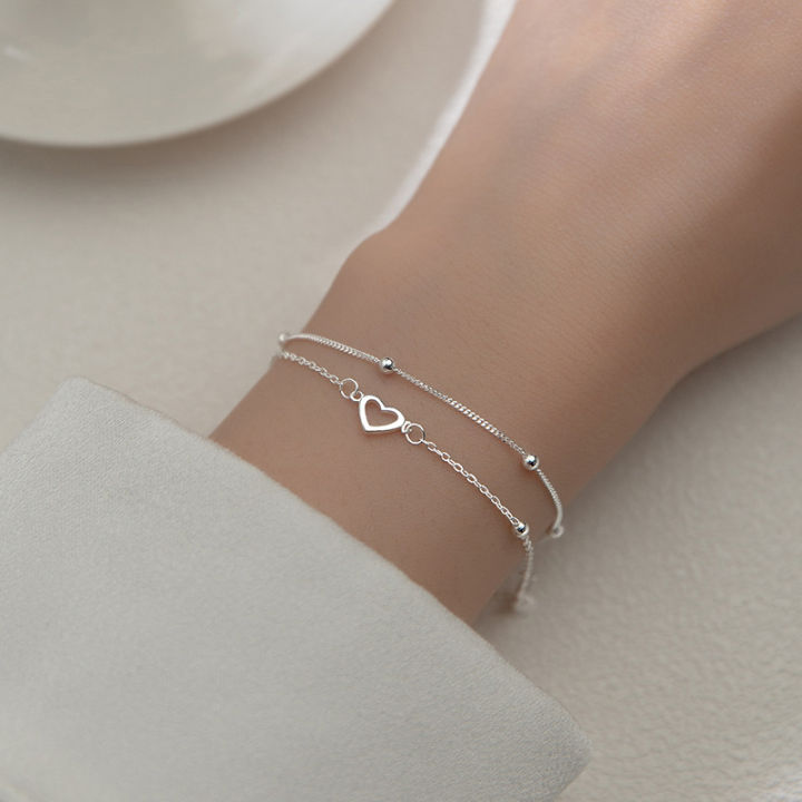 Silver%20Double%20Layers%20Love%20Heart%20Bracelets%20For%20Women%20Girls%20Elegant%20Birthday%20MNP%20-%20Image%202