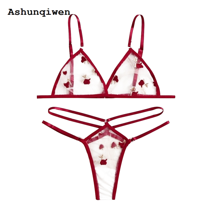 Ashunqiwen Profesional 2 Pcs/set Women Underwear See-through Hollow ...