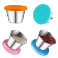 NAMUNY 4Pack 2.4Oz Small Condiment Containers, Salad Dressing Container, Stainless Steel Sauce Container with Silicone Lids. 