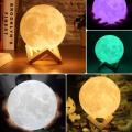 3D Moon Lamp Multi Colors Changing Touch Sensor Crystal Ball Moon Light with Wooden Stand. 