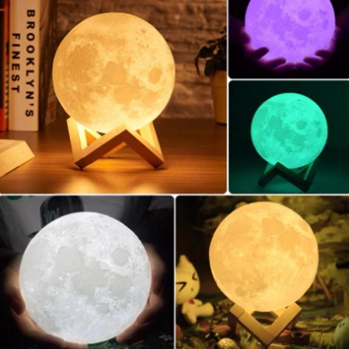 3D Moon Lamp Multi Colors Changing Touch Sensor Crystal Ball Moon Light with Wooden Stand
