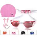 Kids Swim Goggles with Cap + Ear Plugs Nose Clip Anti-Fog UV Protection for Children and Early Teens From 5 to 13 Years Old. 