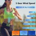 Portable Waist Hanging Neck Rechargeable Fan with Power Bank Digital Display for Sports Courier Outdoor Working. 