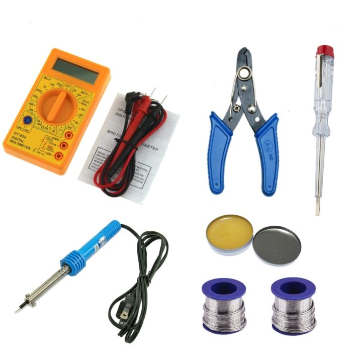 Soldering iron Kit With Tester Wire Stripper Digital Multimeter Mini Voltmeter Ammeter Ohm Tester 750/1000V High Safety Handheld Meter With Probe