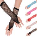 Fashion Performance Dance Solid Long Gloves Mesh Fishnet Gloves Lace Mittens Fingeless Gloves. 