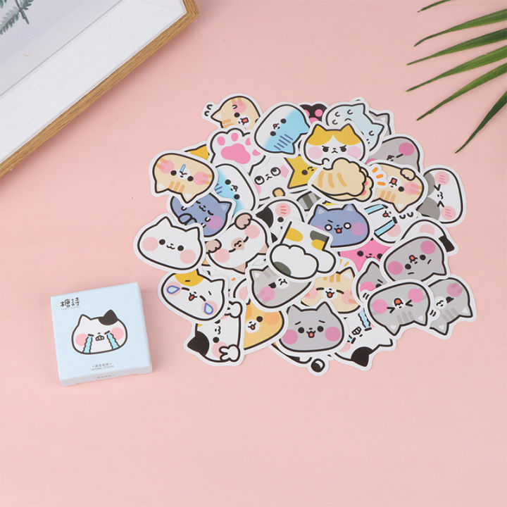 45Pcs Cute Cat Stickers Vinyl Decals Animals Kitten Sticker For Bottles Laptop Computer Phone DIY Diary Scrapbooking Decoration Cologo