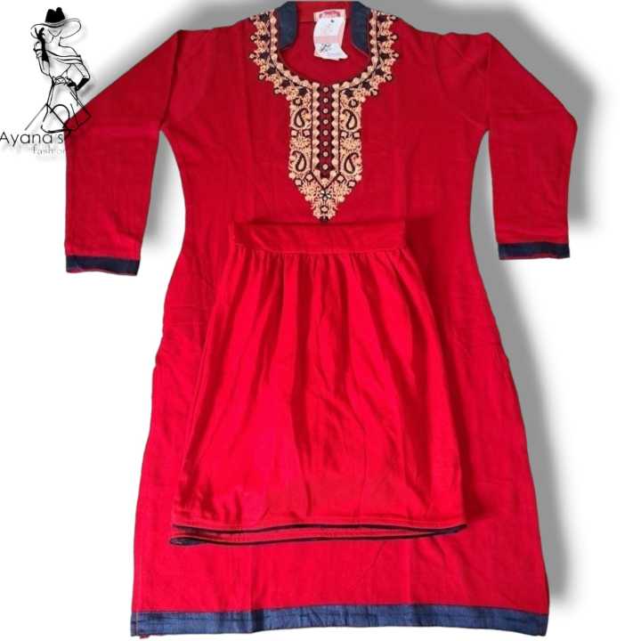 Beautiful Red Woolen Plazoset For Women