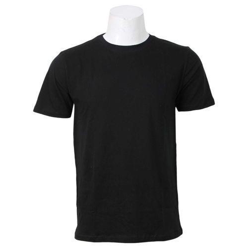 Black Solid Round Neck T-Shirt For Men