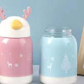 Creative Cartoon Deer Water Cup Double-layer Children's Cute Plastic Glass Cup Gift Cup. 