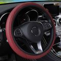 Durable Leather Car Steering Wheel Cover Skidproof Embossing Car Glove Cover Universal Steering Wheel Protector Cover. 