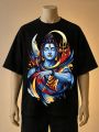 Lord Shiva Meditating Printed Graphic T-Shirt-blue, Black, white. 