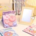 Cartoon Cute Portable Double Sided Stereo Folding Vanity Girl Heart Ruffle Design Mirror Makeup Skincare. 