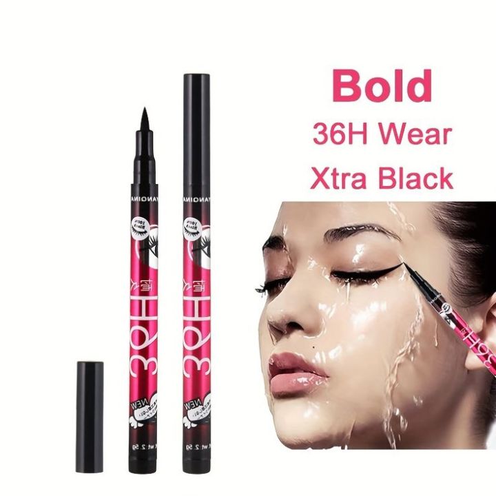 36h Black Eyeliner Pencil Long Lasting Waterproof Liquid Eyeliner Pen Natural Eye Liner Makeup| Eye Liner (Black) (pack of 1) Matte Finish