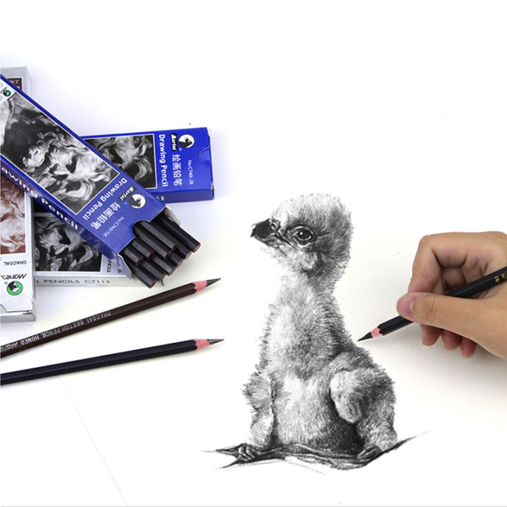 Charcoal soft/medium 3B 4B Mary drawing pencil 12pcs/box 2H HB B 2B 5B 6B 7B 8B/hard/special soft pencil sketch stationery