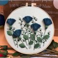 DIY Embroidery Kit European Style Flowers Plants Pattern Frame Hoop Cross Stitch Punch Needle Embroidery Thread Sewing Craft Kit. 