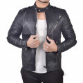 Men Fashion Solid Black Leather Jacket By  Bajrang. 