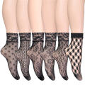 Black Lace short socks Comfortable Lace Ultrathin Mesh fishnet ankle socks Sheer  Women's black sheer socks for Party Night out Summer fashion Casual. 
