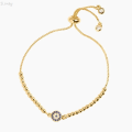 S_way AAA Cubic Zirconia Crystal Blue Nazar Round Turkish Evil Eye Charm Bracelet Women Gold-plated Link Chain Simple Trendy Jewelry. 