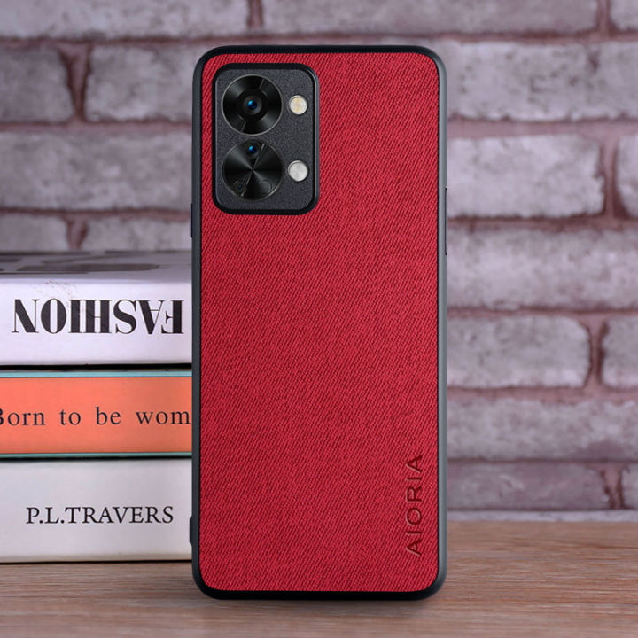 HOT Textile Leather Case for Oneplus Nord 2T 5G soft TPU with back hard PC material camera protection design cover