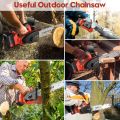 12 Inch Battery Powered Upgraded Handheld Cordless Portable Chainsaw with Rechargeable 15000MAH Battery for Wood Cutting, Tree Trimming, Courtyard, Household. 