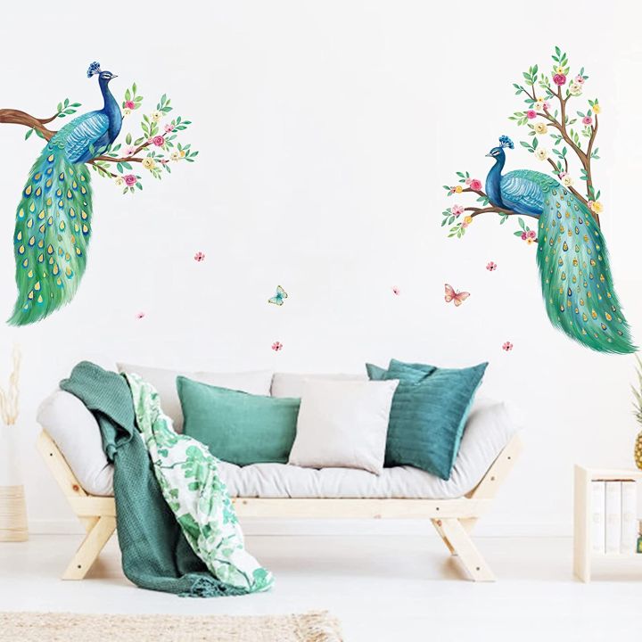 4%20Pcs%206D%20Peacock%20Flower%20Tree%20Branch%20Wall%20Decals%20Stickers%20Bedroom%20Living%20Room%20Sofa%20TV%20Background%20Wall%20Decor%20-%20Image%202