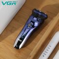 V-305 Premium Cordless Rechargeable IPX7 Fully Waterproof 3 Head Electric Shaver Wet & Dry Rotary Shavers for Men with Pop-up Trimmer Super-Fast Charge 100 minutes Runtime with LED Digital Display. 