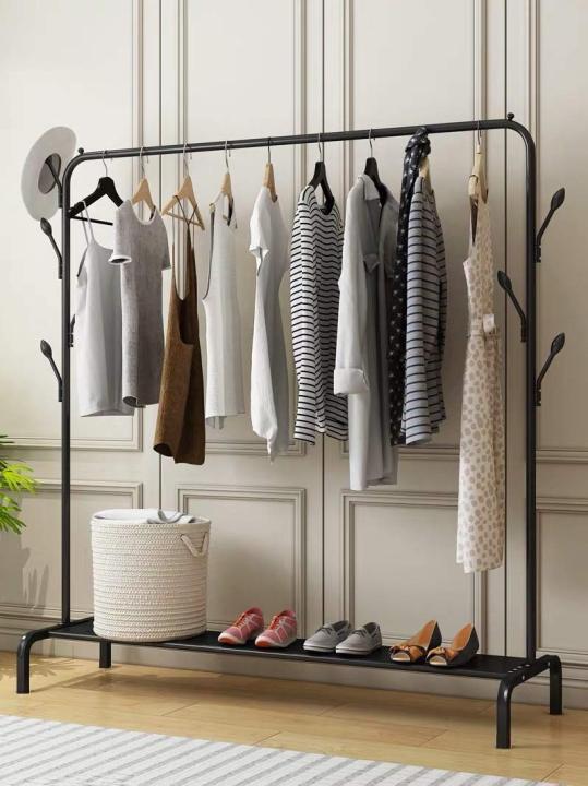 Multipurpose%20Garments%20Rack%20with%20Bottom%20Shelves%20Closet%20Organizer%20Coat%20Hanger%20ome%20Cloud%20Stainless%20Steel%20Cloth%20Hanger%20Leaf%20Design%20-%20Black%20-%20Image%203