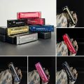 Portable Key of C 10 Hole Harmonica Metal Rectangle Diatonic Harmonica with Box Beginner Teaching Musical Instrument Students. 
