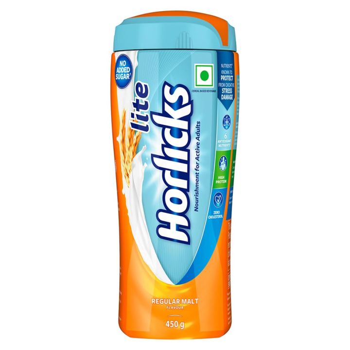 Lite Horlicks Nourishment for Active Adults, No Added Sugar, 450gm