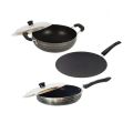 Classic Cookware Non Stick Cookware Set Of Kadai , Fry Pan And Roti Tawa ( Non Induction). 