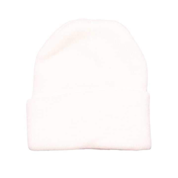 White Solid Woolen Winter Cap For Unisex With Fleece Inside