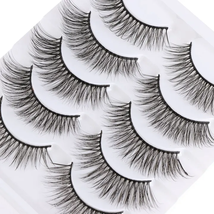 SKONHED%205%20Pairs%20Eye%20Makeup%20Tools%20Thick%20Cross%20Wispy%20False%20Eyelashes%20Natural%20Long%20Eye%20Lash%20Extension%203D%20Soft%20Mink%20Hair%20-%20Image%205