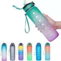 1pc 1000ml Large Capacity Gradient Water Bottle,Water Bottle Straw 1 Litre Leakproof with Time Marker, Sports Fiess. 