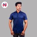 Nyptra Navy Blue Half Sleeves Premium Striped Cotton Shirt For Men - Fashion | Shirts For Men | Casual Shirts | Men's Wear |. 